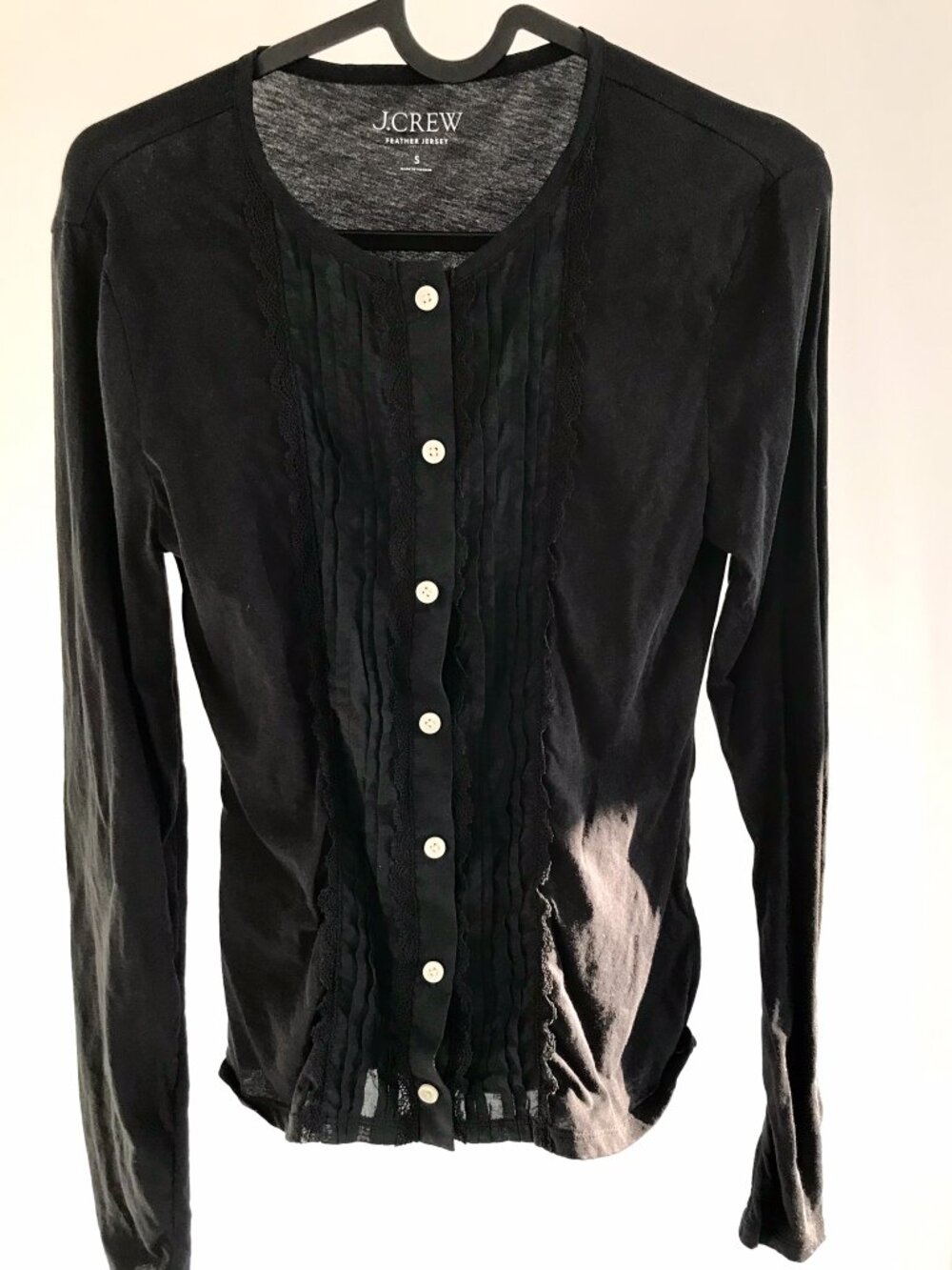 J. Crew Black Ruffle Lace Cardigan